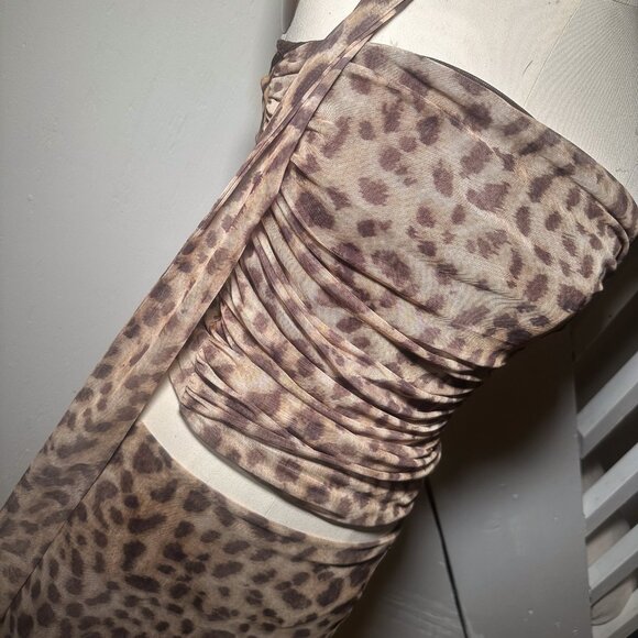 ZARA Viral Leopard Mesh Ruched 2-Piece Set • Size M - Picture 2 of 3
